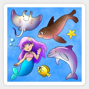 Mermaid With Ocean Friends Magnet